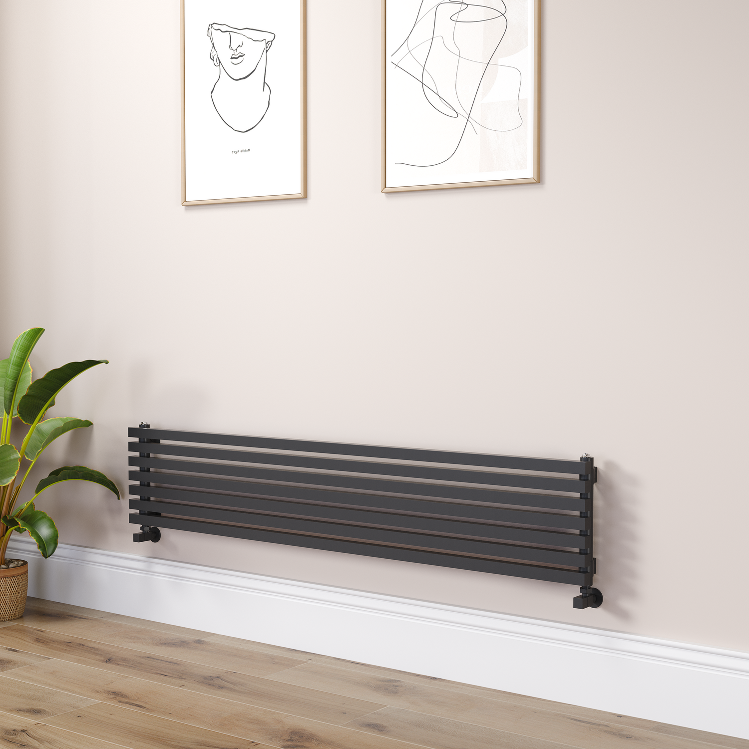 Midnight Square Designer Radiator 315x1600mm Single Panel 2297 BTU