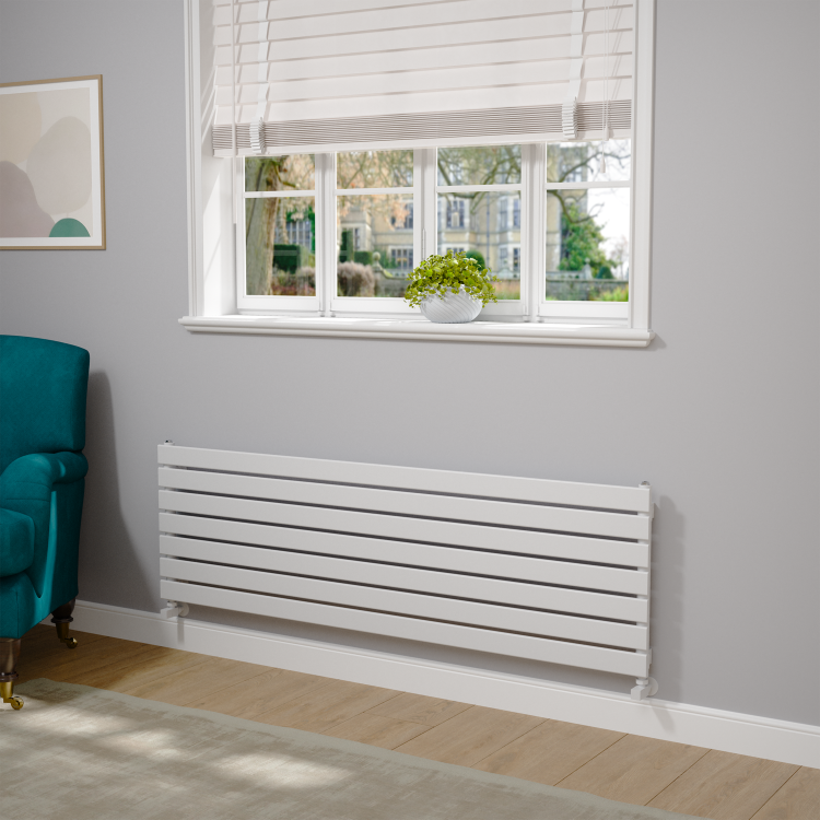 Riace White Flat Designer Radiator 490x1600mm Single Panel 2952 BTU