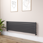 Riace Midnight Black Flat Designer Radiator 490x1800mm Single Panel 3317 BTU