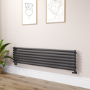 Sorrento Midnight Black Oval Designer Radiator 413x1800mm Single Panel 2980 BTU