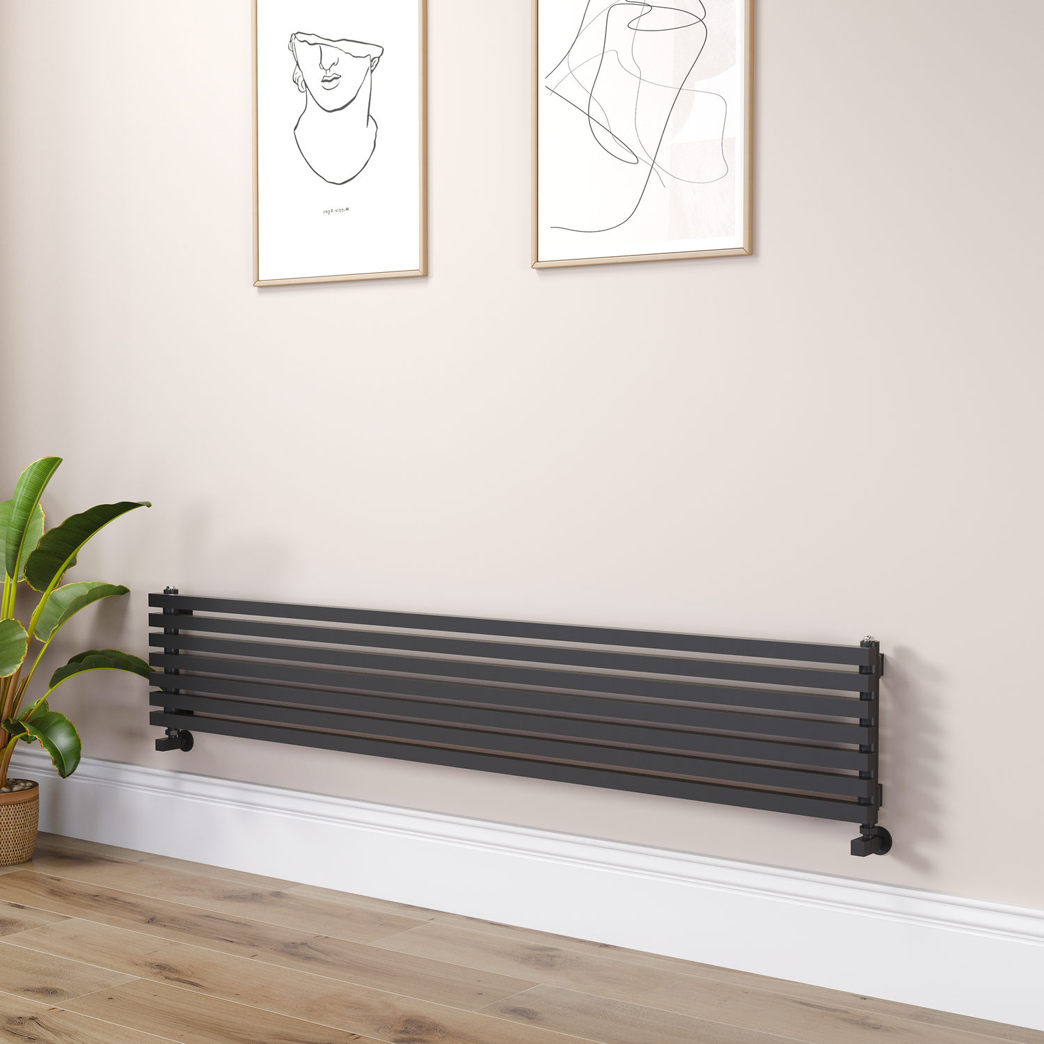Midnight Square Designer Radiator 315x1800mm Single Panel 2556 BTU