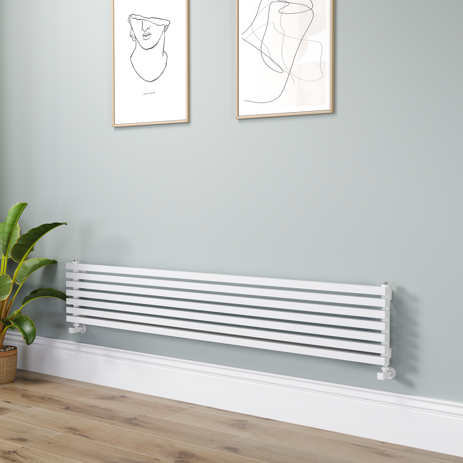 Square Designer Radiator 315x1800mm Single Panel 2556 BTU