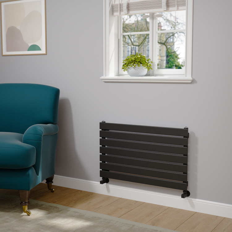 Riace Midnight Black Flat Designer Radiator 490x800mm Single Panel 1546 BTU