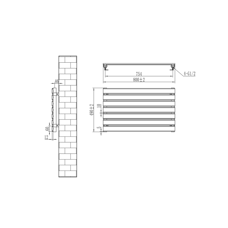 Riace Dark Grey Anthracite Flat Designer Radiator 490x800mm Single Panel 1546 BTU
