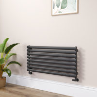 Sorrento Midnight Black Oval Designer Radiator 472x1000mm Single Panel 1935 BTU