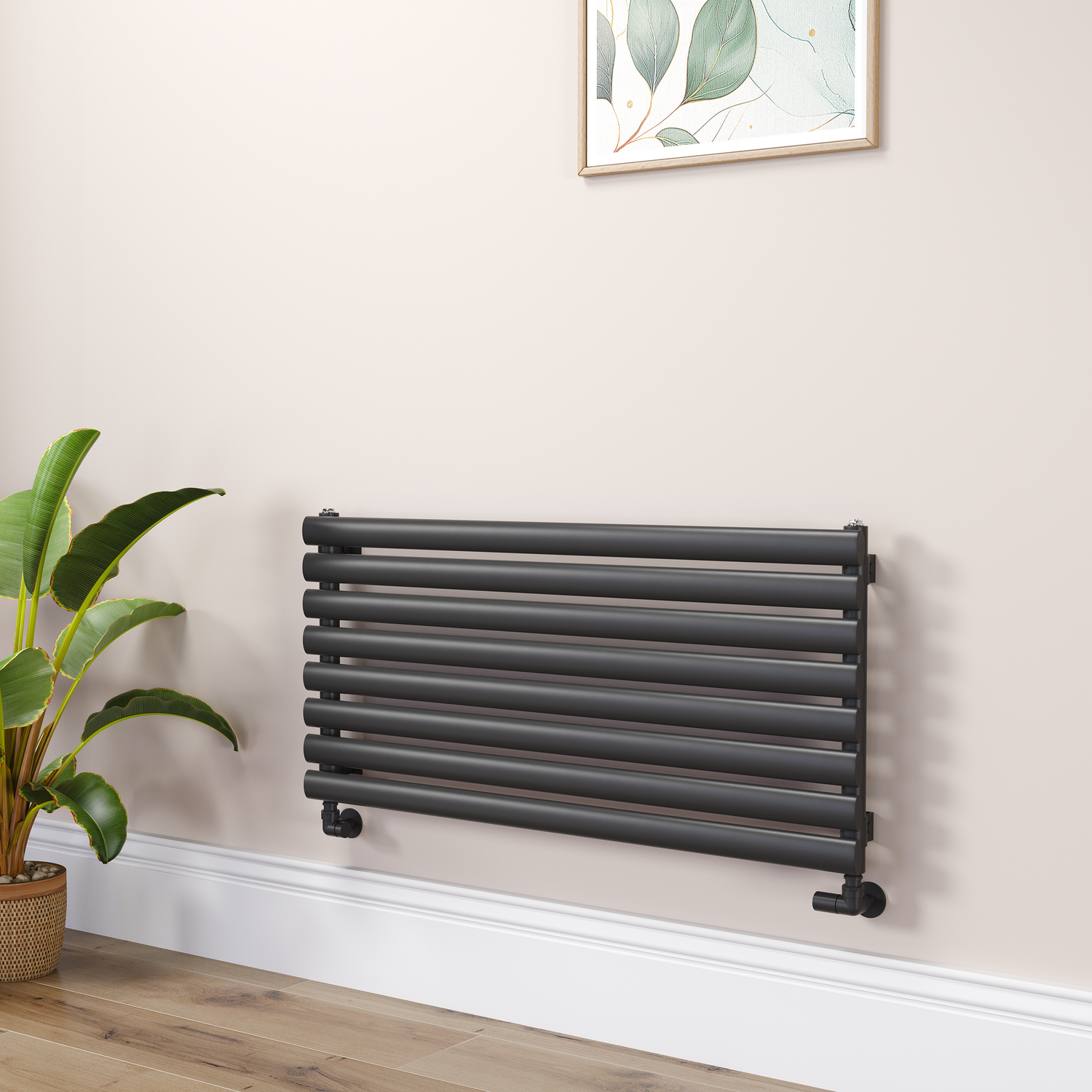 Sorrento Midnight  Oval Designer Radiator 472X1000mm Single Panel 1935 Btu RHS8-1000-BCO