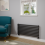 Sorrento Midnight Black Oval Designer Radiator 472x1000mm Single Panel 1935 BTU