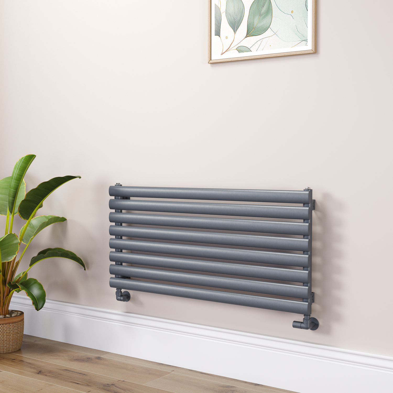Sorrento Dark Grey Anthracite Oval Designer Radiator 472X1000mm Single Panel 1935 Btu RHS8-1000-DGCO