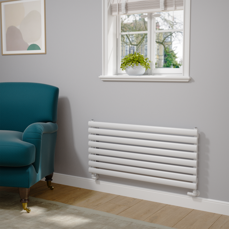Sorrento White Oval Designer Radiator 472x1000mm Single Panel 1935 BTU