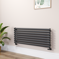 Sorrento Midnight Black Oval Designer Radiator 472x1200mm Single Panel 2294 BTU