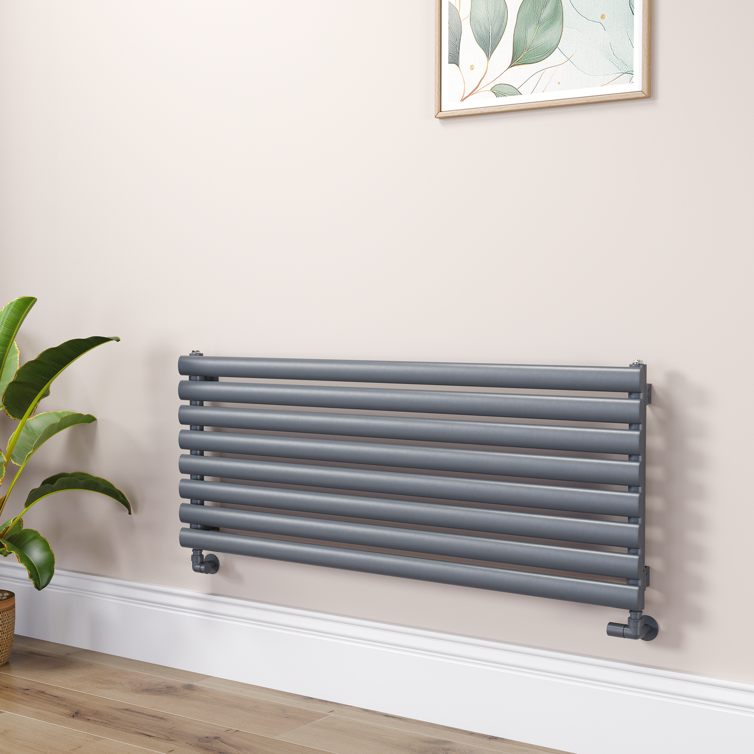 Sorrento Dark Grey Anthracite Oval Designer Radiator 472X1200mm Single Panel 2294 Btu RHS8-1200-DGCO