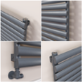 Sorrento Dark Grey Anthracite Oval Designer Radiator 472x1200mm Single Panel 2294 BTU