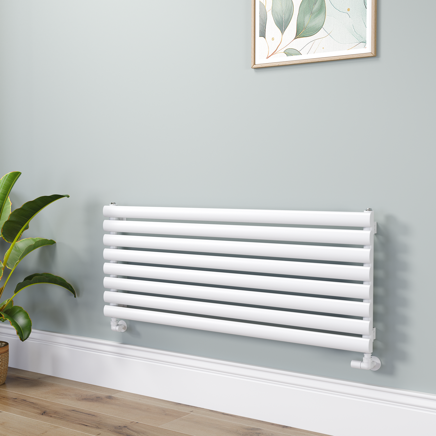Sorrento  Oval Designer Radiator 472X1200mm Single Panel 2294 Btu RHS8-1200-WCO