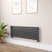 Sorrento Midnight Black Oval Designer Radiator 472x1400mm Single Panel 2655 BTU