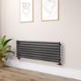 Sorrento Midnight Black Oval Designer Radiator 472x1400mm Single Panel 2655 BTU