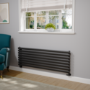 Sorrento Midnight Black Oval Designer Radiator 472x1400mm Single Panel 2655 BTU