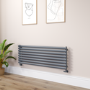 Sorrento Dark Grey Anthracite Oval Designer Radiator 472x1400mm Single Panel 2655 BTU