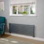 Sorrento Dark Grey Anthracite Oval Designer Radiator 472x1400mm Single Panel 2655 BTU