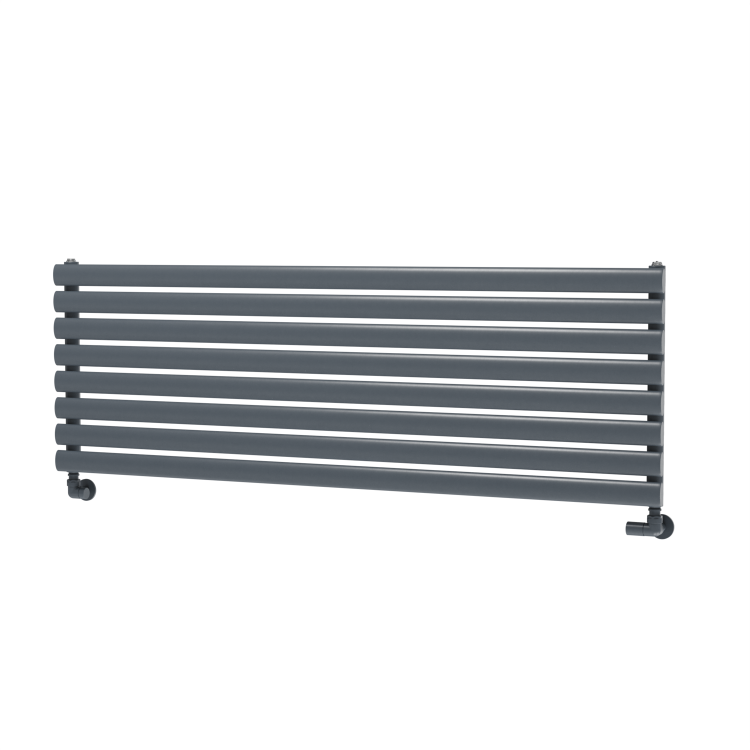 Sorrento Dark Grey Anthracite Oval Designer Radiator 472x1400mm Single Panel 2655 BTU