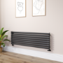 Sorrento Midnight Black Oval Designer Radiator 472x1600mm Single Panel 3024 BTU