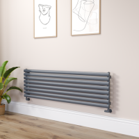 Sorrento Dark Grey Anthracite Oval Designer Radiator 472x1600mm Single Panel 3024 BTU