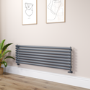 Sorrento Dark Grey Anthracite Oval Designer Radiator 472x1600mm Single Panel 3024 BTU