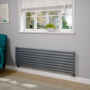 Sorrento Dark Grey Anthracite Oval Designer Radiator 472x1600mm Single Panel 3024 BTU
