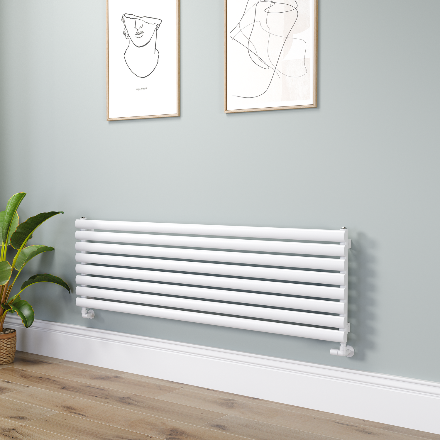 Oval Designer Radiator 472x1600mm Single Panel 3024 BTU