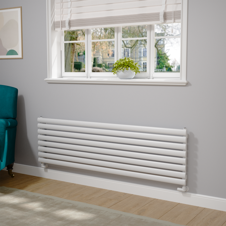 Sorrento White Oval Designer Radiator 472x1600mm Single Panel 3024 BTU