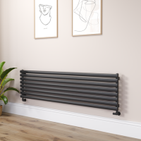Sorrento Midnight Black Oval Designer Radiator 472x1800mm Single Panel 3403 BTU