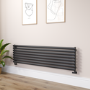 Sorrento Midnight Black Oval Designer Radiator 472x1800mm Single Panel 3403 BTU