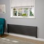 Sorrento Midnight Black Oval Designer Radiator 472x1800mm Single Panel 3403 BTU