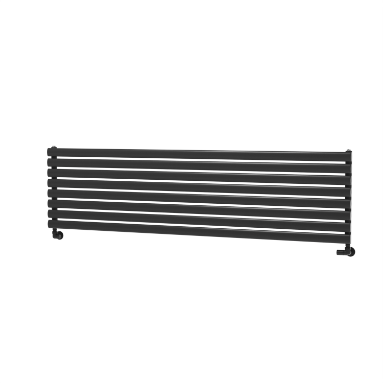 Sorrento Midnight Black Oval Designer Radiator 472x1800mm Single Panel 3403 BTU