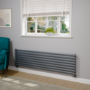 Sorrento Dark Grey Anthracite Oval Designer Radiator 472x1800mm Single Panel 3403 BTU