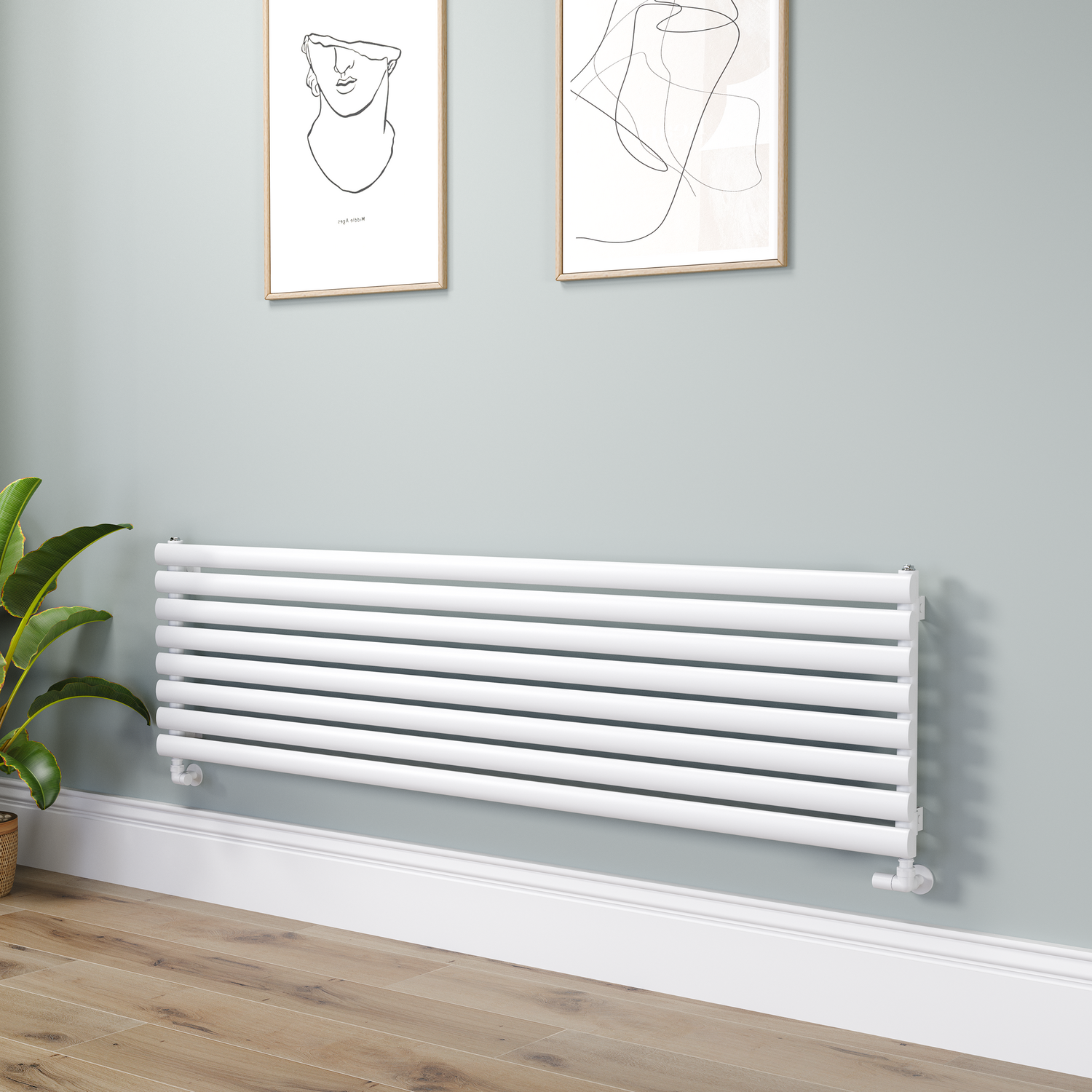 Sorrento  Oval Designer Radiator 472X1800mm Single Panel 3403 Btu RHS8-1800-WCO