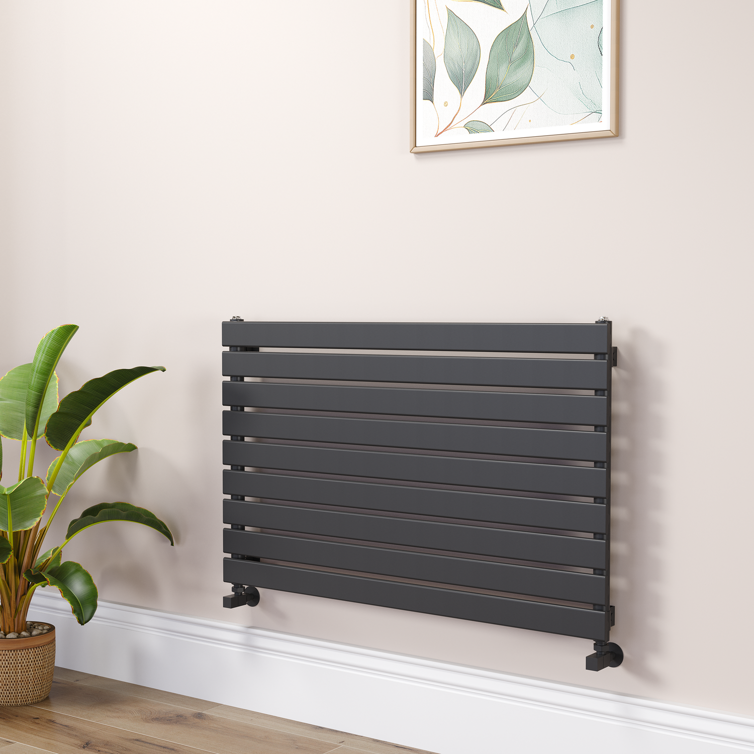 Riace Midnight  Flat Designer Radiator 630X1000mm Single Panel 2433 Btu RHS9-1000-BCF