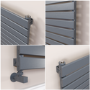 Riace Dark Grey Anthracite Flat Designer Radiator 630x1000mm Single Panel 2433 BTU