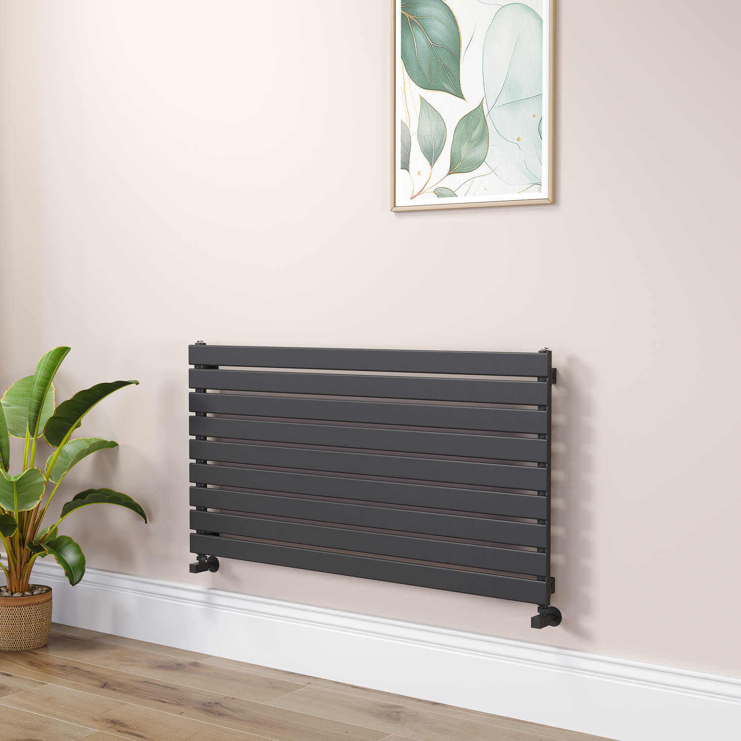 Riace Midnight  Flat Designer Radiator 630X1200mm Single Panel 2881 Btu RHS9-1200-BCF