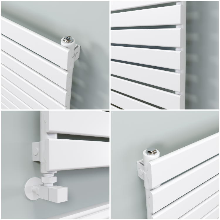 Riace White Flat Designer Radiator 630x1200mm Single Panel 2881 BTU