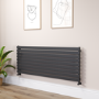 Riace Midnight Black Flat Designer Radiator 630x1600mm Single Panel 3795 BTU