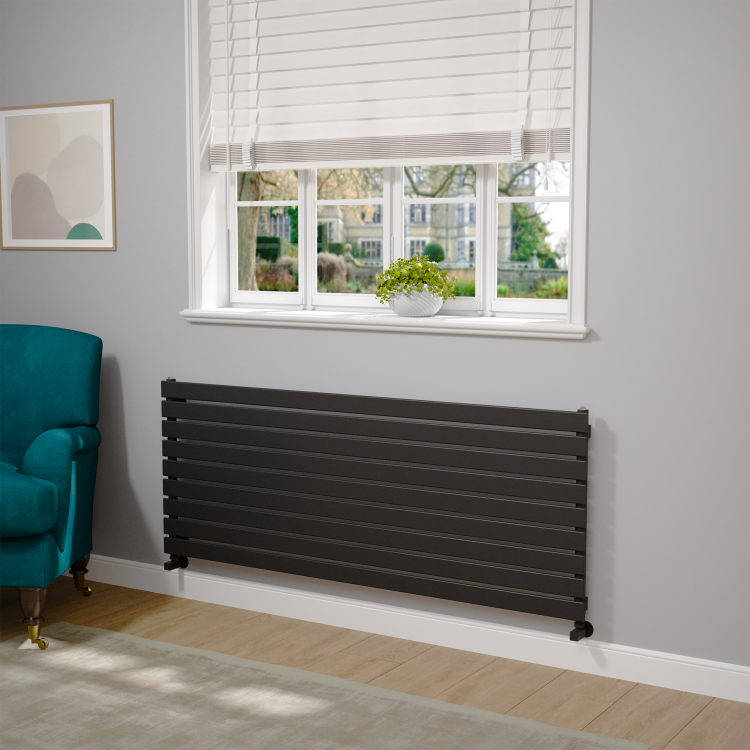 Riace Midnight Black Flat Designer Radiator 630x1600mm Single Panel 3795 BTU