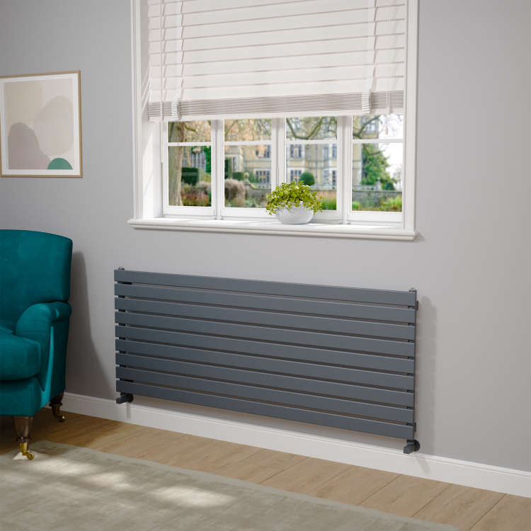 Riace Dark Grey Anthracite Flat Designer Radiator 630x1600mm Single Panel 3795 BTU