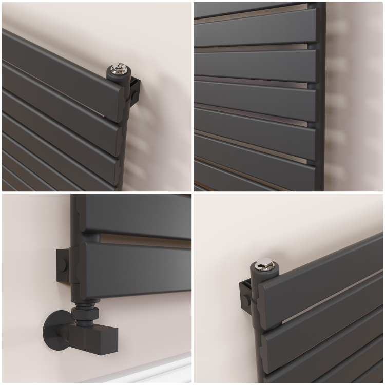 Riace Midnight Black Flat Designer Radiator 630x1800mm Single Panel 4266 BTU
