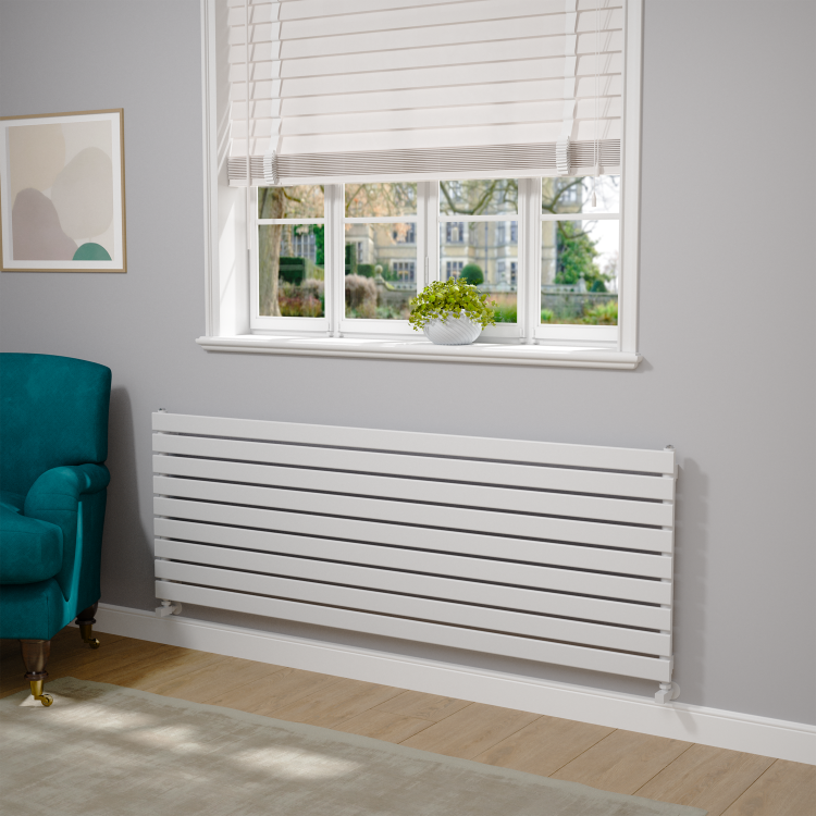 Riace White Flat Designer Radiator 630x1800mm Single Panel 4266 BTU