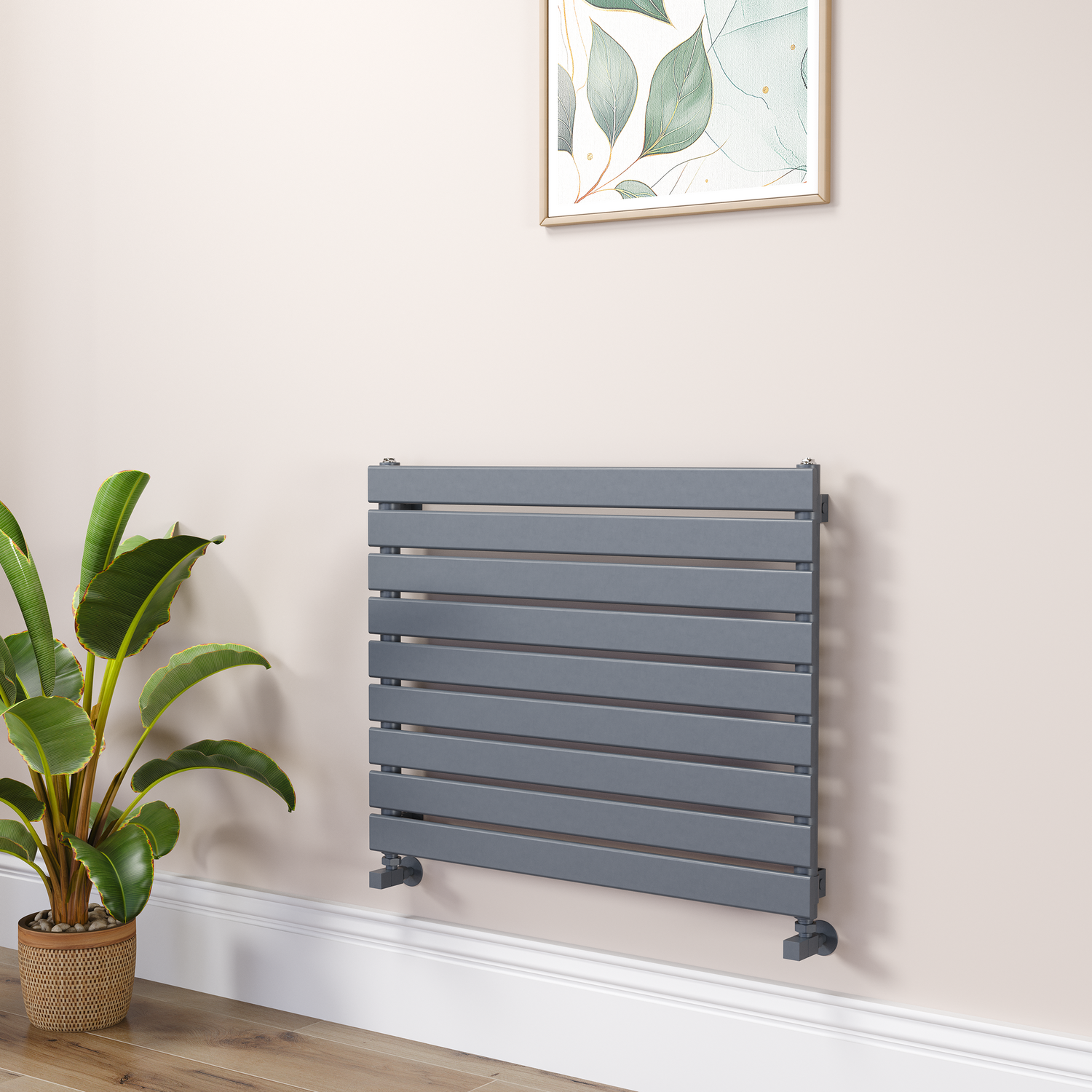 Riace Dark Grey Anthracite Flat Designer Radiator 630X800mm Single Panel 1990 Btu RHS9-800-DGCF