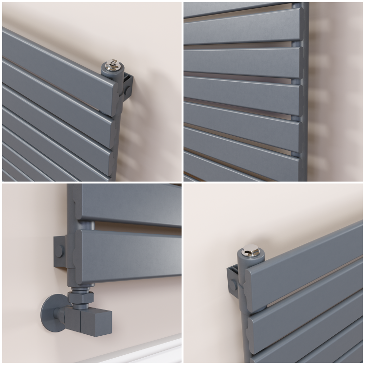 Riace Dark Grey Anthracite Flat Designer Radiator 630x800mm Single Panel 1990 BTU