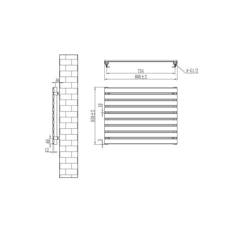 Riace White Flat Designer Radiator 630x800mm Single Panel 1990 BTU