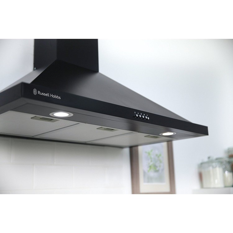 Russell Hobbs RHSCH901B 90cm Wide Black Chimney Cooker Hood
