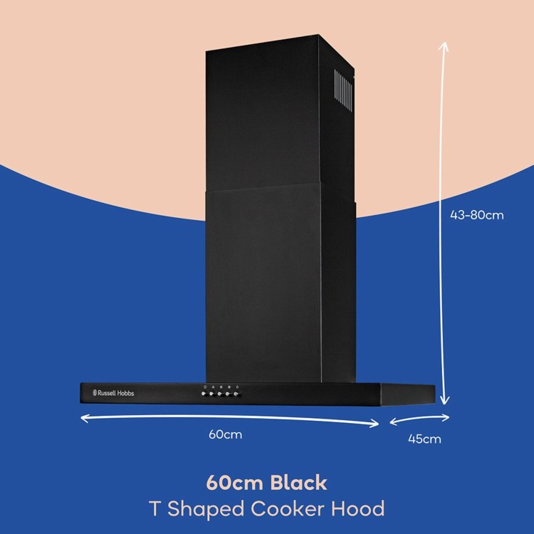 Russell Hobbs 60cm Chimney Cooker Hood - Black
