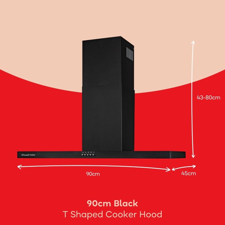 Russell Hobbs 90cm Chimney Cooker Hood - Black